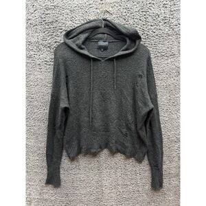 Hotel Particulier Distressed Pullover Hoodie Charcoal Grey Womens Size XS